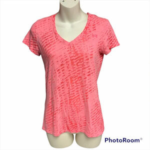 Under Armour pink workout tee heat gear size small
